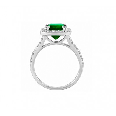 Emerald Cut Green Tourmaline and Diamond Ring