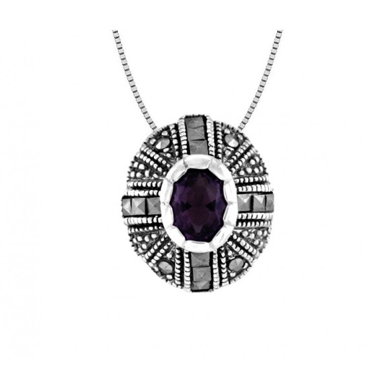 Amethyst and Marcasite Pendant 23957