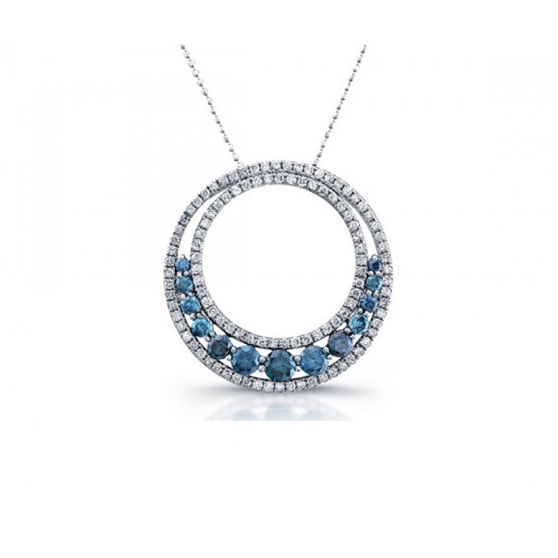 Double Circle Blue and White Diamond Pendant 25619