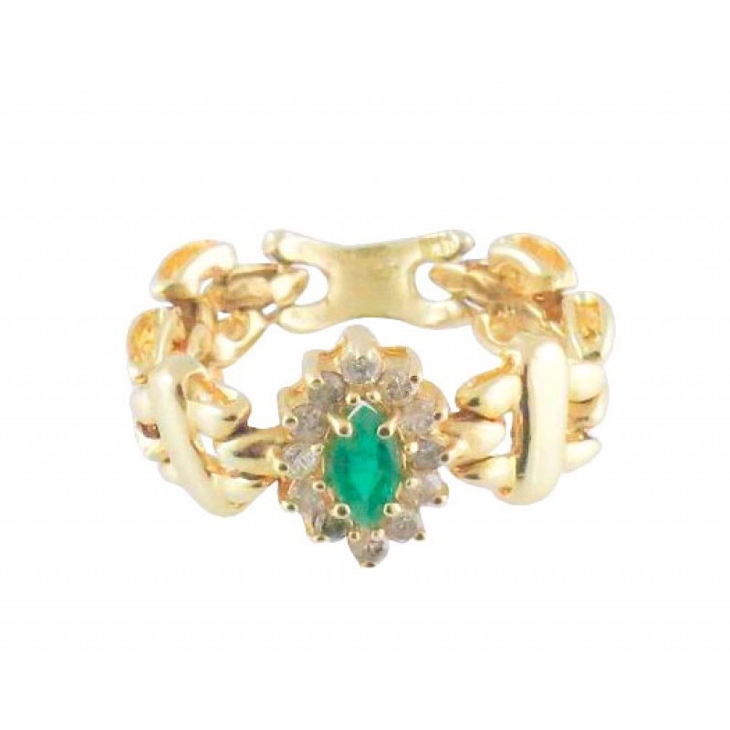 Emerald and Diamond Flexible Ring 17957