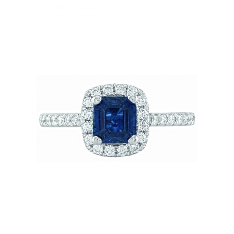 Emerald Cut Sapphire and Diamond Ring Top 23176