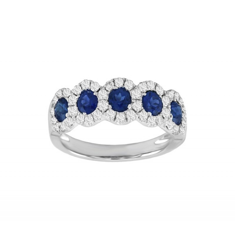 Five Stone Sapphire and Diamond Ring Top 24532