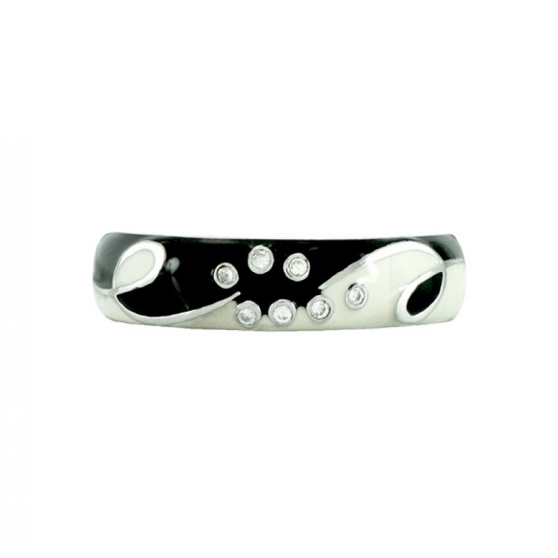 Hidalgo Black and White Enamel Ring RS7786BKWG