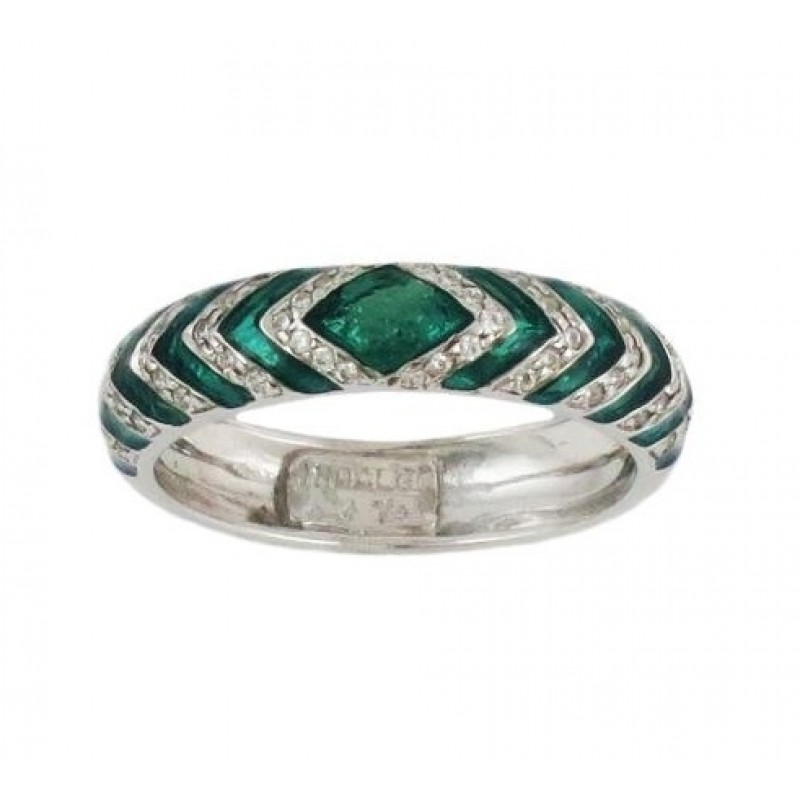 Hidalgo Chevron Enamel and Diamond Ring 20610