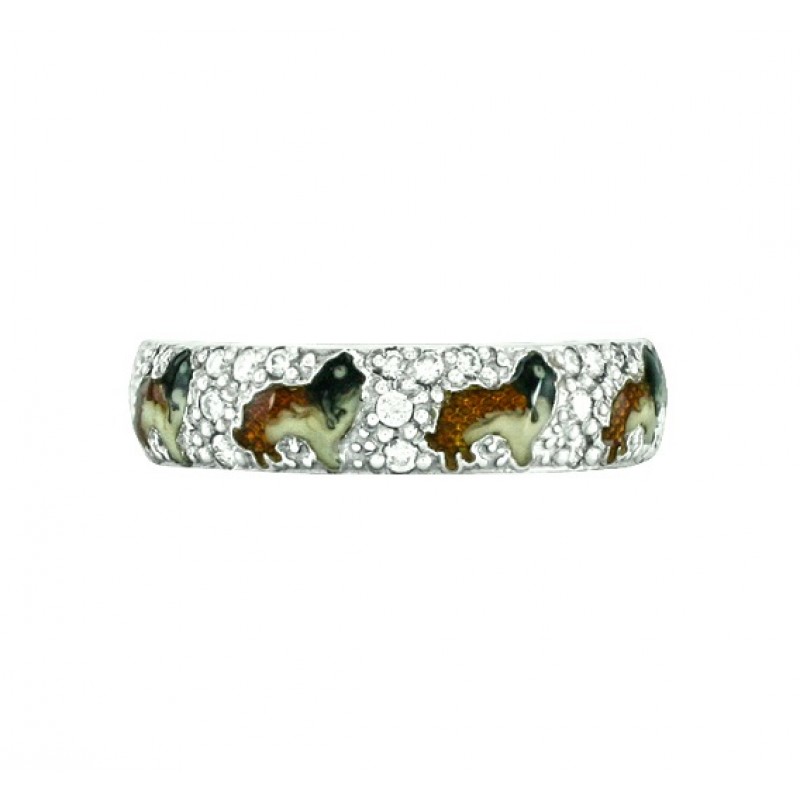 Hidalgo Enamel Collie Dogs Ring RS7970WG
