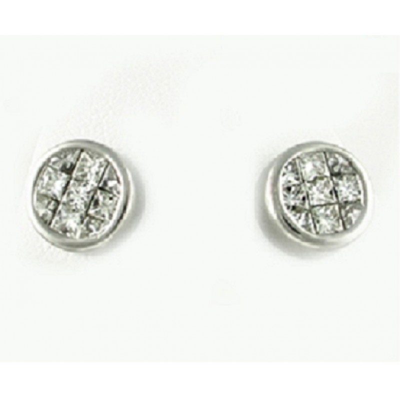 Invisible Set Princess Cut Diamond Earrings 10253