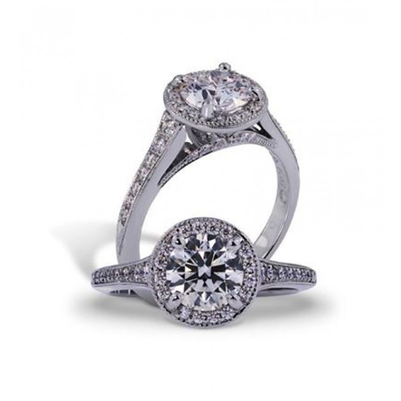 Lazare Diamond Halo Engagement Ring LR025K003PTS-M04S