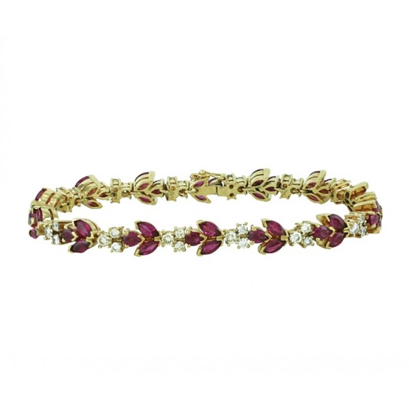 14K White Gold Ruby Tennis Bracelet with Round Diamond Stations | Shop 14k  White Gold Lusso Color Bracelets | Gabriel & Co