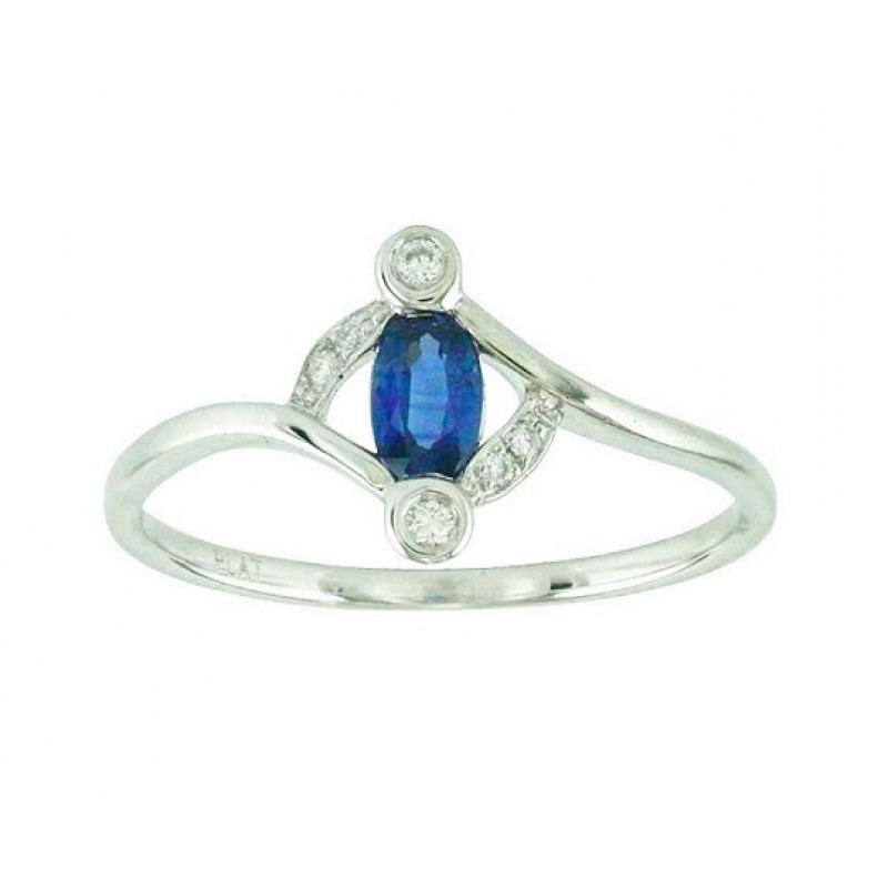 Oval Blue Sapphire and Diamond Ring 16256