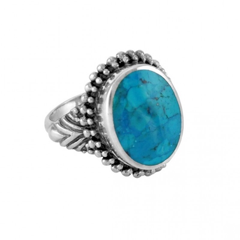 Oval Turquoise Beaded Ring