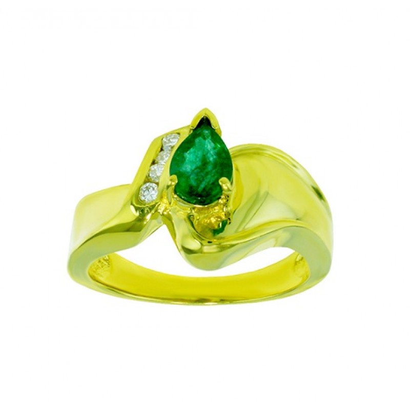 Pear Shape Emerald and Diamond Ring 23059