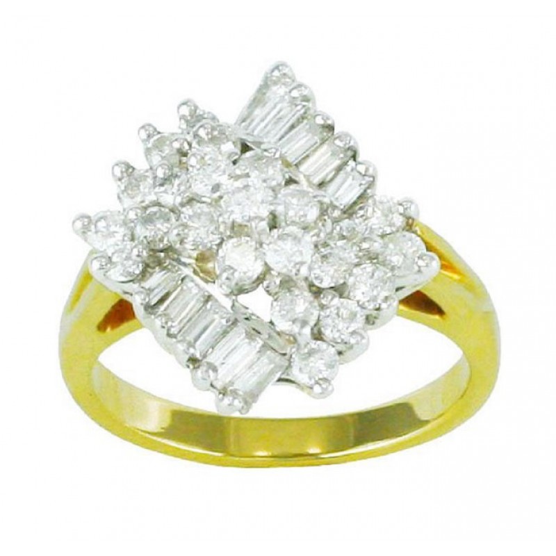 Round and Baguette Diamond Cluster Ring 17143