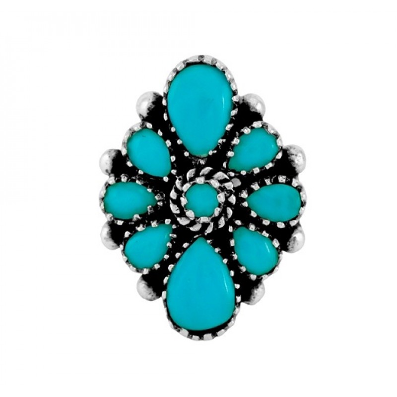 Sleeping Beauty Turquoise Cluster Ring Top 24789