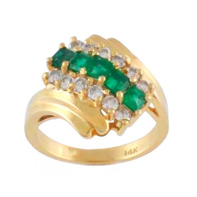 Square Cut Emerald and Diamond Ring 18926