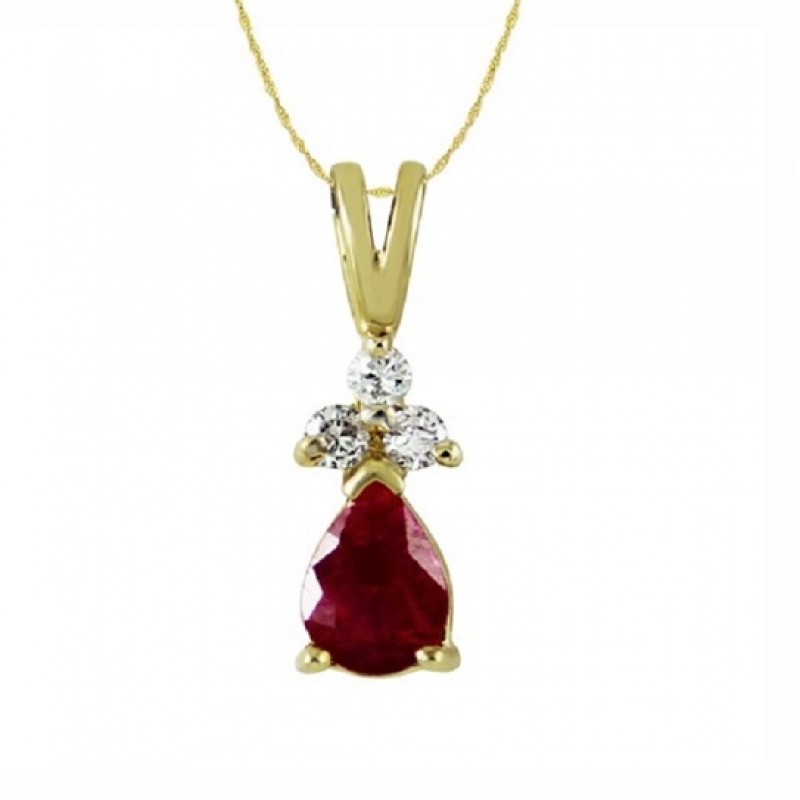 Teardrop Shape Ruby and Diamond Pendant 26049