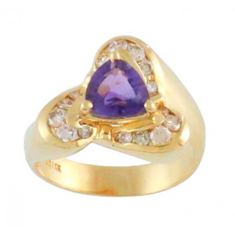 Trillion Cut Amethyst and Diamond Ring 18925