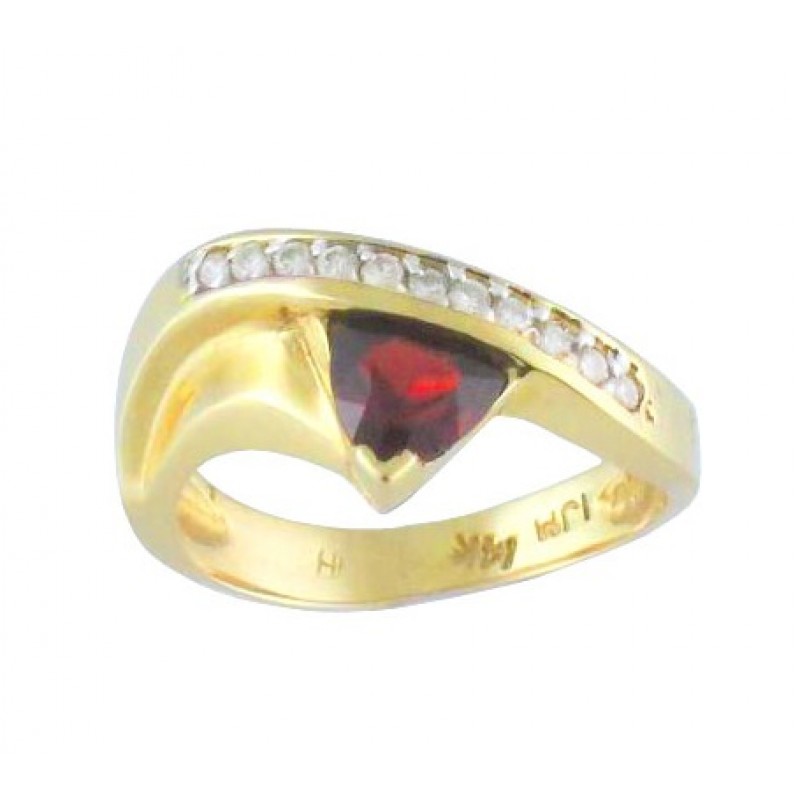 Trillion Cut Garnet and Diamond Ring 17949