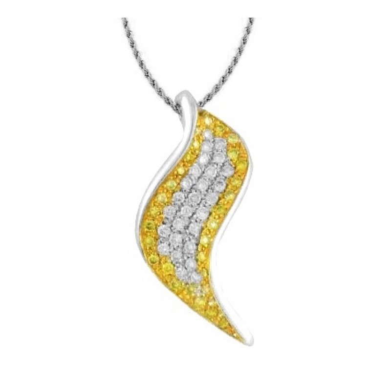 Yellow and White Diamond Swirl Pendant 10481