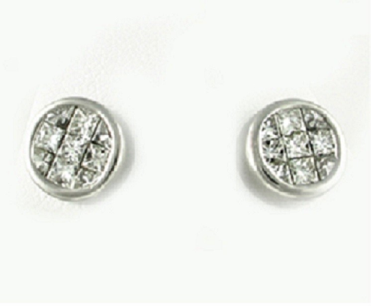 Invisible Set Princess Cut Diamond Earrings