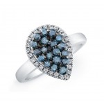 Blue and White Diamond Halo Ring 25406
