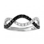 Infinity Twist Black and White Diamond Ring 21397