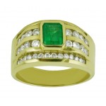Mens Emerald and Diamond Ring 17919