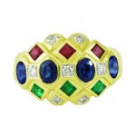 Multi Gemstone and Diamond Ring Top 12191