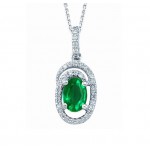 Oval Emerald and Diamond Swirl Pendant 24573
