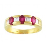 Oval Ruby and Baguette Diamond Ring 15492