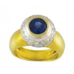 Round Blue Sapphire and Diamond Ring 12198