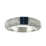 Square Blue Sapphire and Diamond Ring 15480