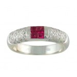 Square Ruby and Diamond Ring 15586