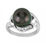 Tahitian Black Pearl and Diamond Ring 15488