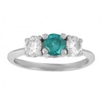 Three Stone Blue and White Diamond Engagement Ring 21762