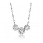 Three Stone Diamond Cluster Necklace 29195