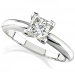 14k White Gold 1/4 Ct. Solitaire Princess Cut Diamond Ring