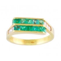 Channel Set Emerald and Diamond Ring 15443