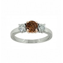 Chocolate and White Diamond Three Stone Ring 28545