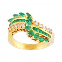 Emerald and Diamond Swirl Ring 15450