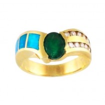 Emerald and Opal Ring 15590