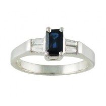 Emerald Cut Sapphire and Diamond Ring 15485