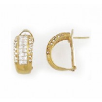 Invisibly Set Princess Cut Diamond Earrings 17185