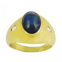 Mens Cabochon Sapphire and Diamond Ring 12202