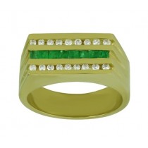 Mens Emerald and Diamond Ring 17916
