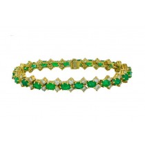 Oval Emerald and Diamond Bracelet 14635
