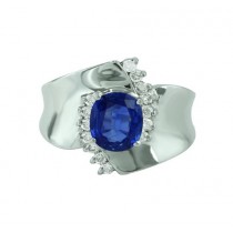 Oval Sapphire and Diamond Swirl Ring Top 22859