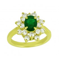 Oval Shape Emerald and Diamond Ring 15447