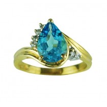 Pear Shape Blue Topaz and Diamond Ring 21217