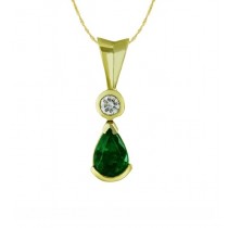 Pear Shape Emerald and Diamond Pendant 20591