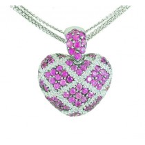 Pink Sapphire and Diamond Heart Necklace 14271